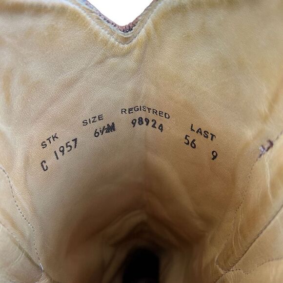 Corral Vintage Brown Goat Overlay Snip‎ Toe Cowboy Boots Womens Size 6.5m C1957 - Picture 10 of 10